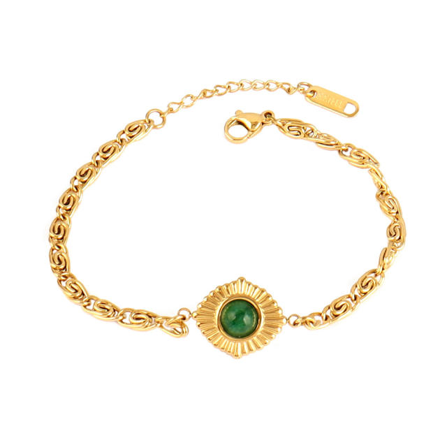 Wholesale retro natural stone series stainless steel bracelet dainty bracelet