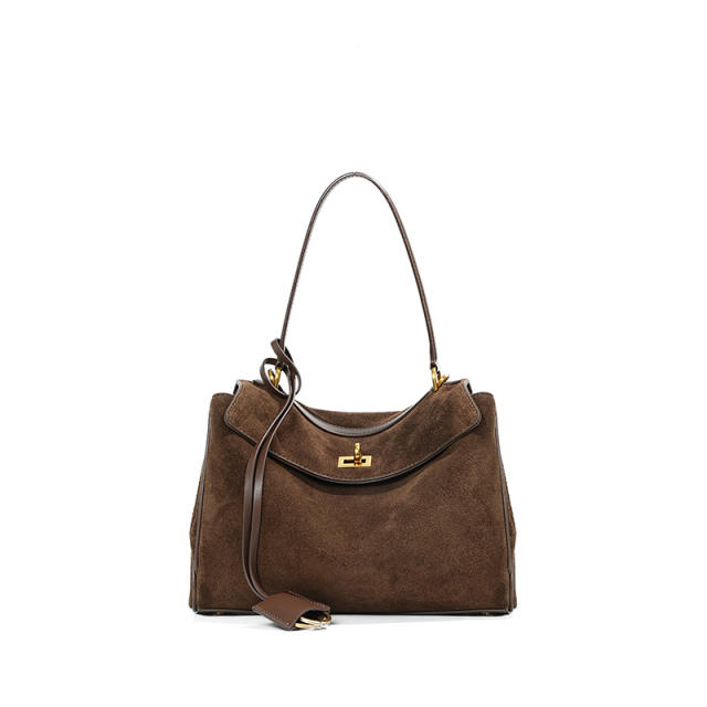 Autumn Winter Frosted Cowhide Rodeo Kelly Tote Bag Genuine Leather Large Capacity Shoulder Satchel Armpit Bag