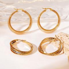 Minimalist Cool Round Oval Earrings stainless steel earrings hoop earrings