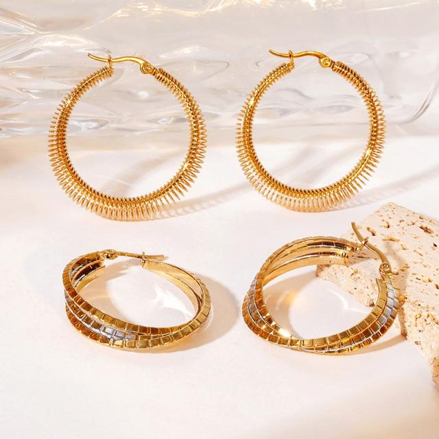 Minimalist Cool Round Oval Earrings stainless steel earrings hoop earrings