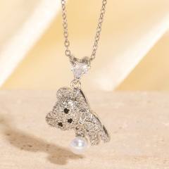 Heavy Industry Three-Dimensional Full Diamond Hot Air Balloon Pendant Necklace for Women