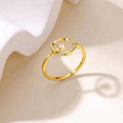 18KG geometric circle gold plated copper rings
