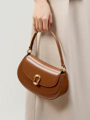 Red Saddle Bag Crossbody Genuine Leather Women's Small Tote Bag