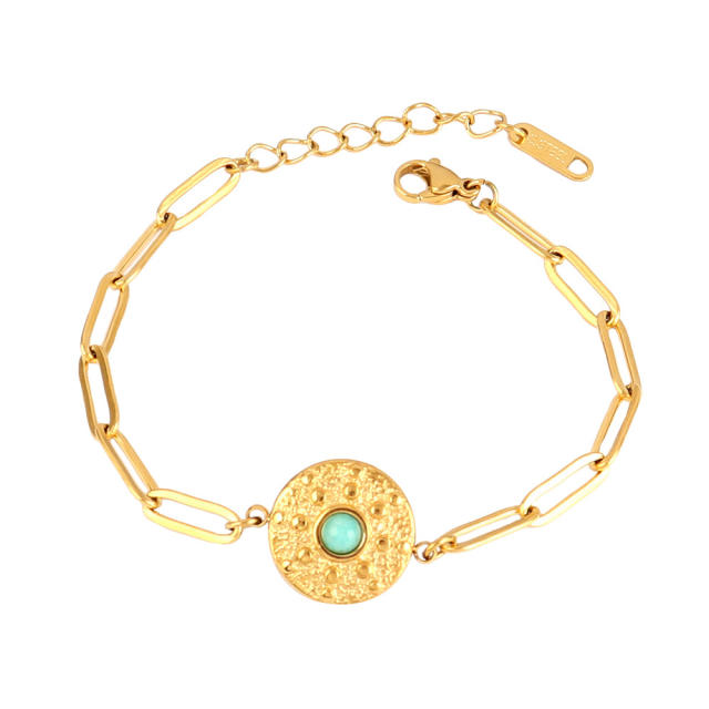 Wholesale retro natural stone series stainless steel bracelet dainty bracelet