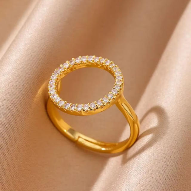 18KG geometric circle gold plated copper rings