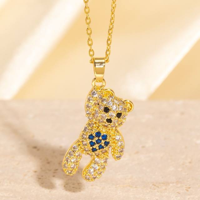 Heavy Industry Three-Dimensional Full Diamond Hot Air Balloon Pendant Necklace for Women