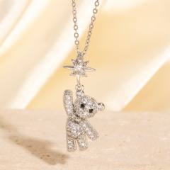 Heavy Industry Three-Dimensional Full Diamond Hot Air Balloon Pendant Necklace for Women