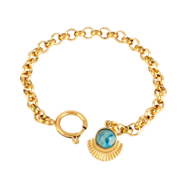Wholesale retro natural stone series stainless steel bracelet dainty bracelet