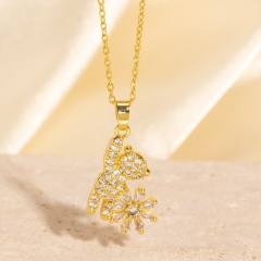 Heavy Industry Three-Dimensional Full Diamond Hot Air Balloon Pendant Necklace for Women