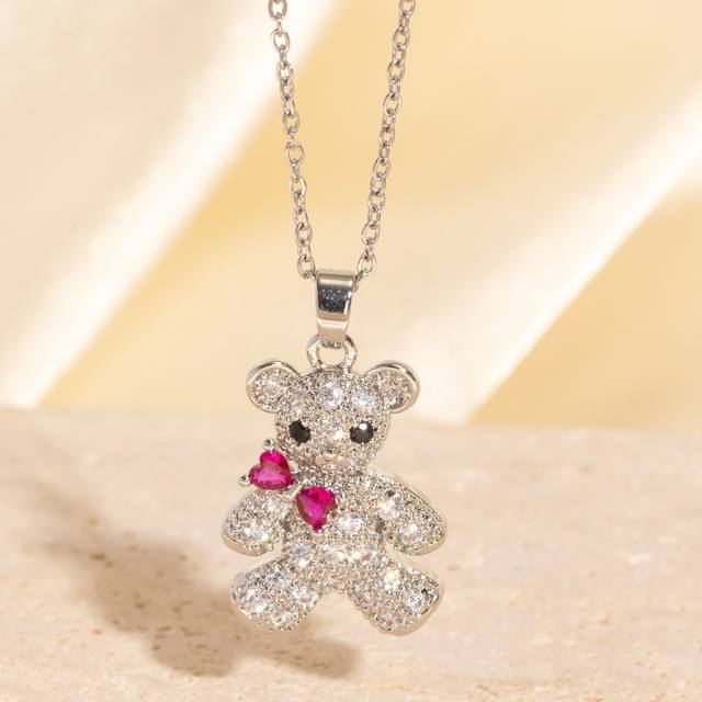 Heavy Industry Three-Dimensional Full Diamond Hot Air Balloon Pendant Necklace for Women