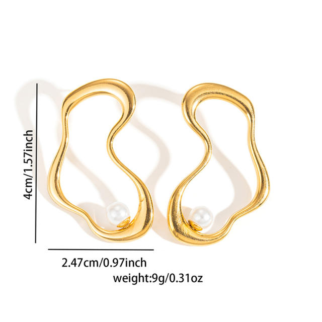 Gold color easy match bow flower shape stainless steel earrings studs