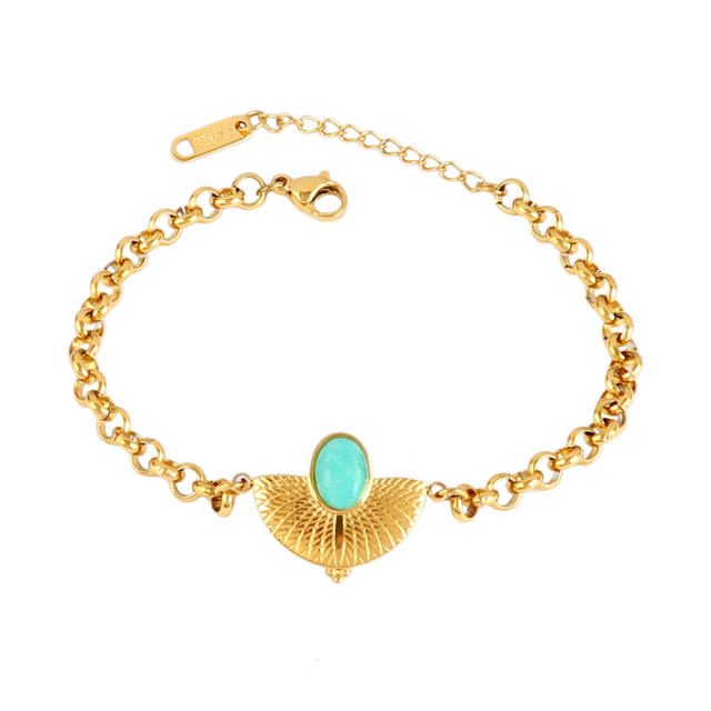 Wholesale retro natural stone series stainless steel bracelet dainty bracelet