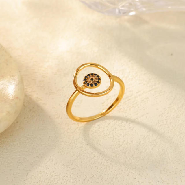 18KG geometric circle gold plated copper rings