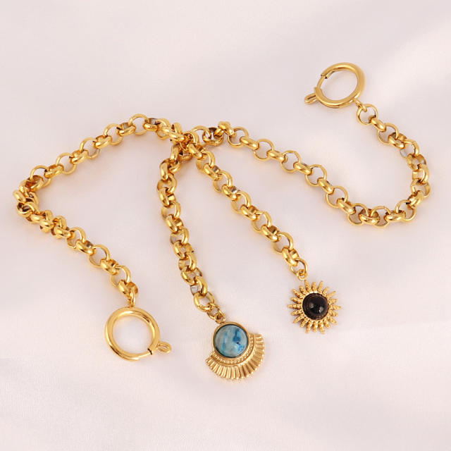 Wholesale retro natural stone series stainless steel bracelet dainty bracelet