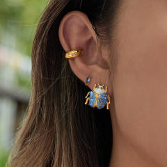 18KG color enamel ladybug studs earrings stainless steel earrings