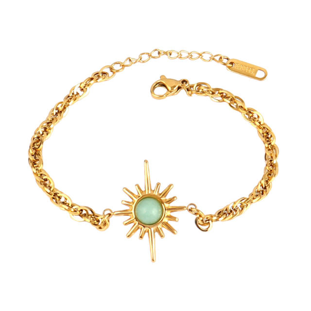 Wholesale retro natural stone series stainless steel bracelet dainty bracelet