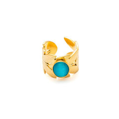 Easy match colorful natural stone inlaid stainless steel rings