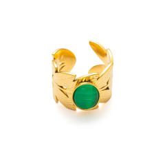 Easy match colorful natural stone inlaid stainless steel rings