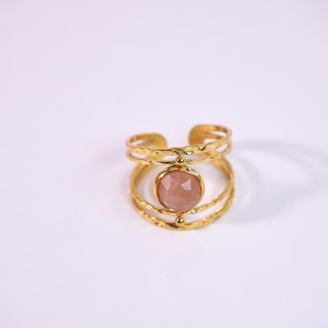 Hot sale vintage natural stone inlaid hollow out stainless steel rings