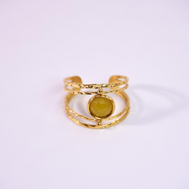 Hot sale vintage natural stone inlaid hollow out stainless steel rings