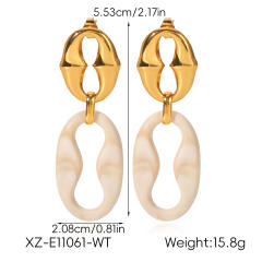 Vintage geometric chain acrylic circle stainless steel earrings