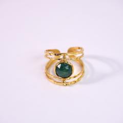 Hot sale vintage natural stone inlaid hollow out stainless steel rings