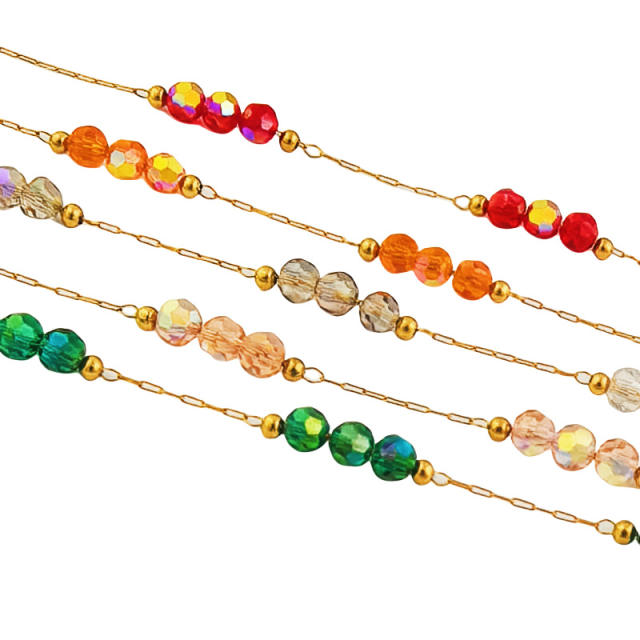 Hot Selling Titanium Steel Crystal Chain Monochrome Colorful Crystal DIY jewelry chain 1m/price