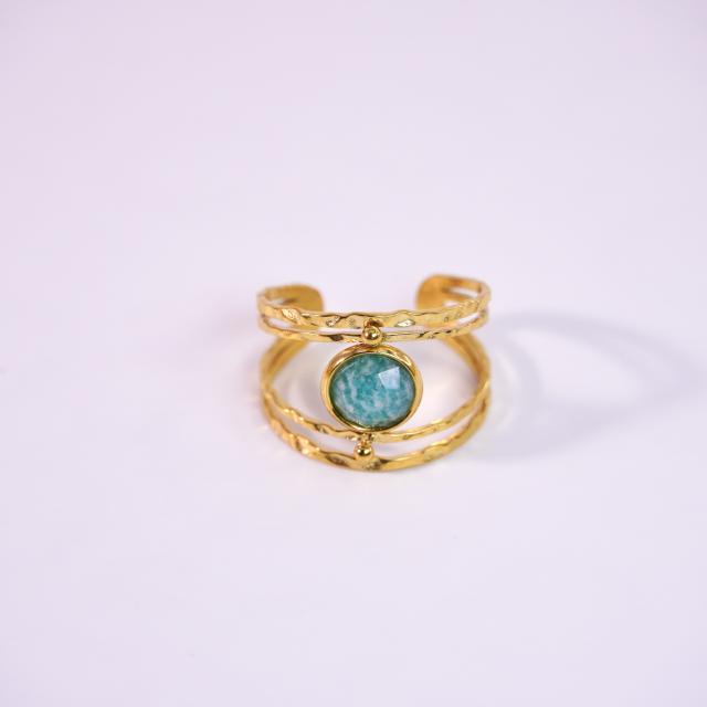 Hot sale vintage natural stone inlaid hollow out stainless steel rings