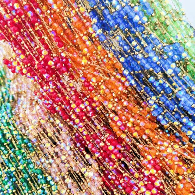 Hot Selling Titanium Steel Crystal Chain Monochrome Colorful Crystal DIY jewelry chain 1m/price