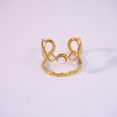 14KG natural stone inlaid stainless steel rings layer rings