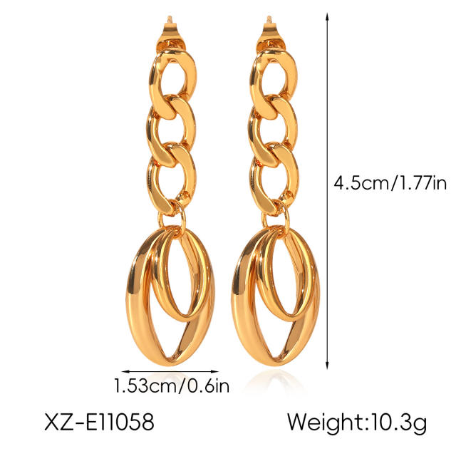 18KG geometric circle stainless steel earrings