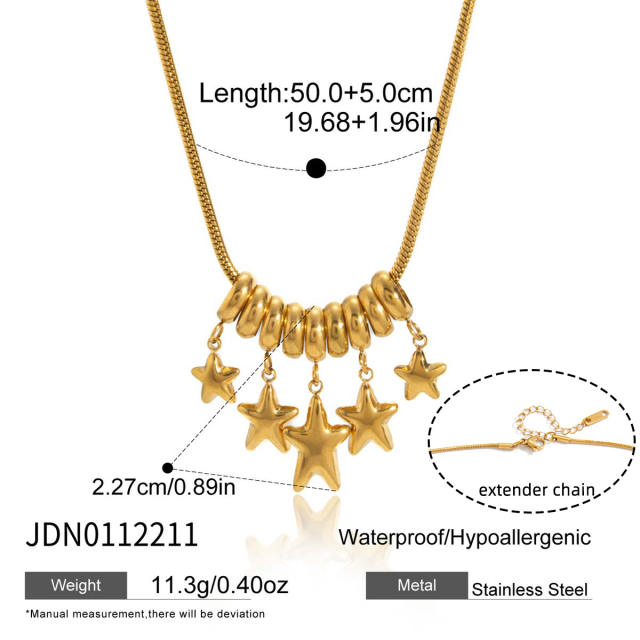 Mix color tiny star pendant stainless steel necklace