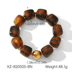 Summer colorful acrylic bead stainless steel bead bracelet