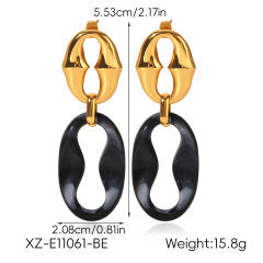 Vintage geometric chain acrylic circle stainless steel earrings