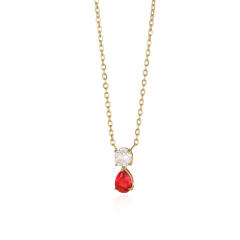 Dainty birth stone drop pendant stainless steel necklace