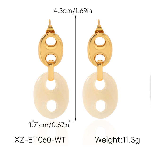 French trend pig nose stainless steel earrings acrylic earrings