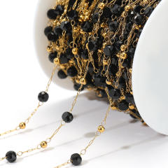 Stainless steel color crystal bead chain handmade gold chain 1m/price