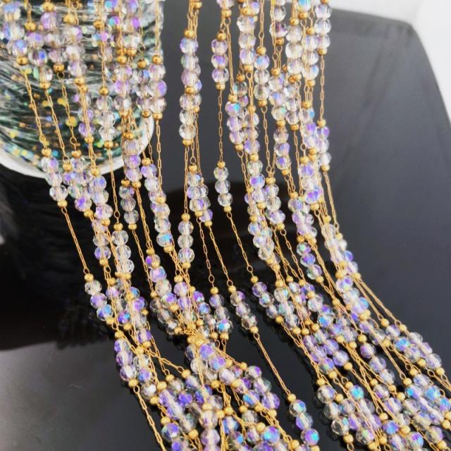 Hot Selling Titanium Steel Crystal Chain Monochrome Colorful Crystal DIY jewelry chain 1m/price