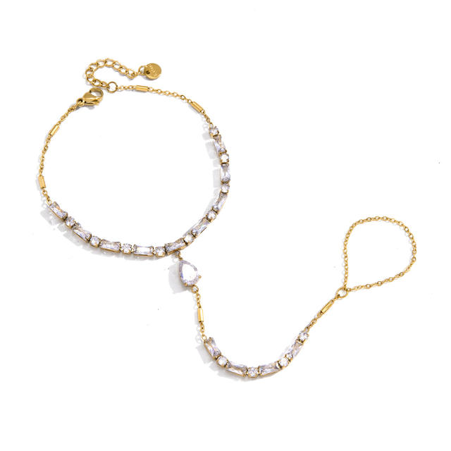 Delicate cubic zircon inlaid stainless steel bracelet ring bracelet diamond bracelet