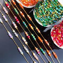 Hot Selling Titanium Steel Crystal Chain Monochrome Colorful Crystal DIY jewelry chain 1m/price