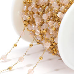 Stainless steel color crystal bead chain handmade gold chain 1m/price