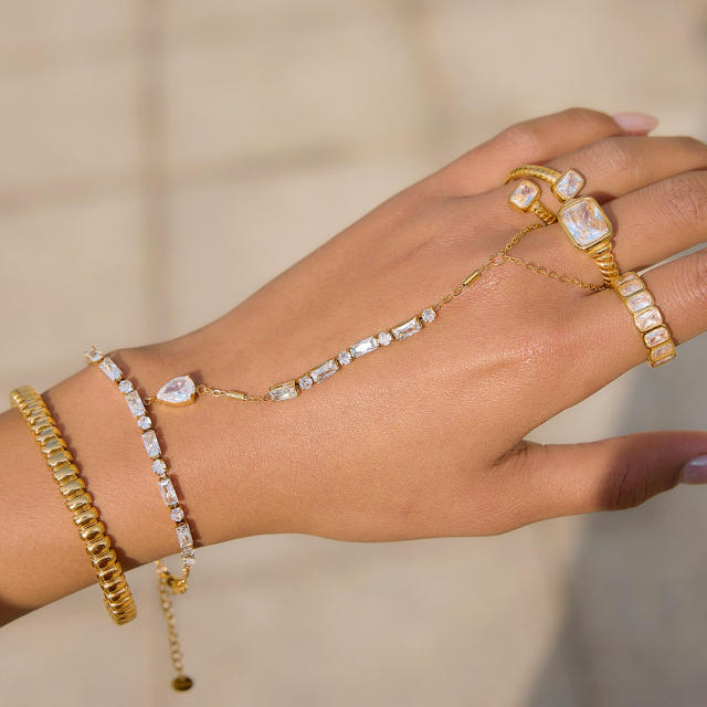Delicate cubic zircon inlaid stainless steel bracelet ring bracelet diamond bracelet