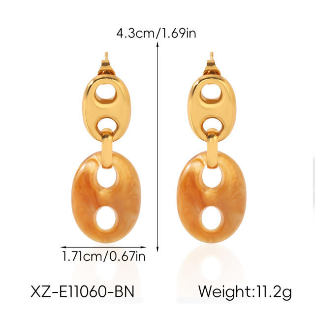 French trend pig nose stainless steel earrings acrylic earrings