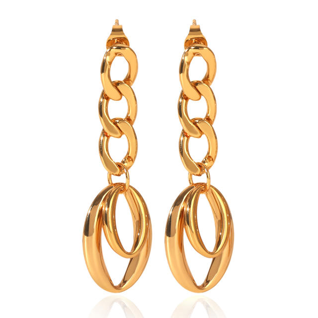 18KG geometric circle stainless steel earrings