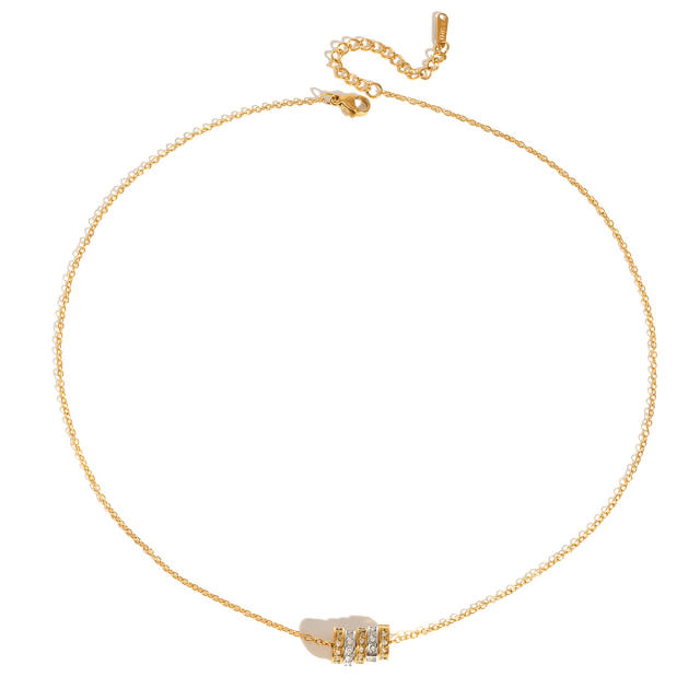 18KG mix color circle pendant stainless steel necklace