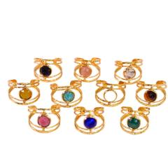 Hot sale vintage natural stone inlaid hollow out stainless steel rings