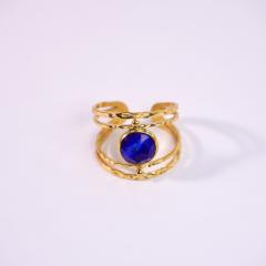Hot sale vintage natural stone inlaid hollow out stainless steel rings