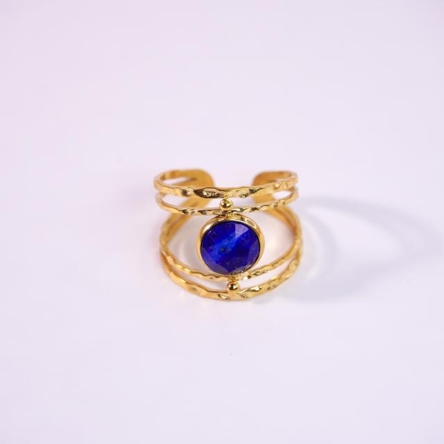 Hot sale vintage natural stone inlaid hollow out stainless steel rings