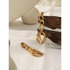 18KG geometric circle stainless steel earrings