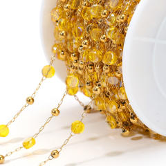 1mm gold chain wear 2.5mm beads 4mm colored crystal beads lemon yellow
